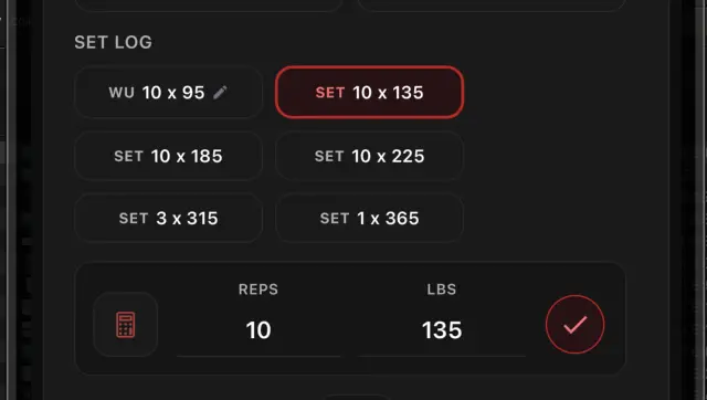 Tap the pencil to edit a set