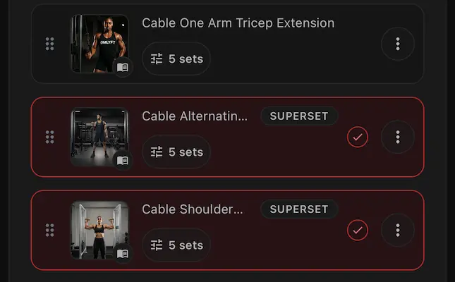 How to create circuits and supersets in GMLYFT